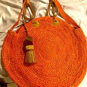 Gorgeous natural xtra large orange tote